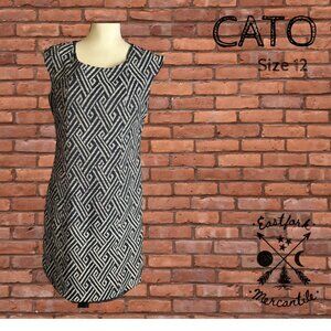 CATO Women's Navy Pattern Style Lined Dress, 12